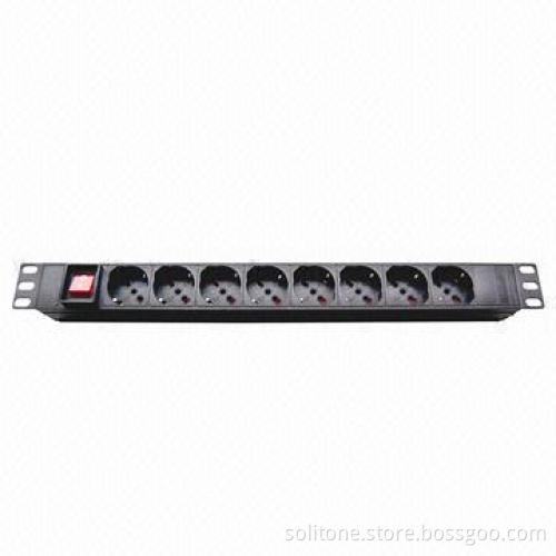 PDU, Italy Plug Socket, 8-way Socket, 16A, 19-inch Network Cabinet, Size 1U